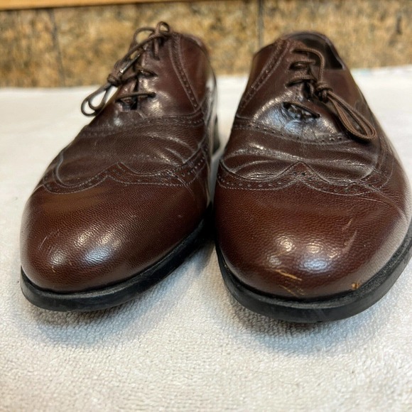 VTG Oakwood Kidskin Upper Oxford Wingtip Brown Men’s Shoes USA Made 9 Beautiful main image 6